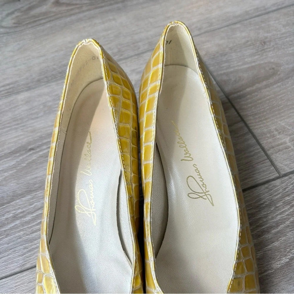 Vintage Thomas Wallace Yellow Gold Croc Giraffe Patern Patent Leather Heels - Picture 7 of 14